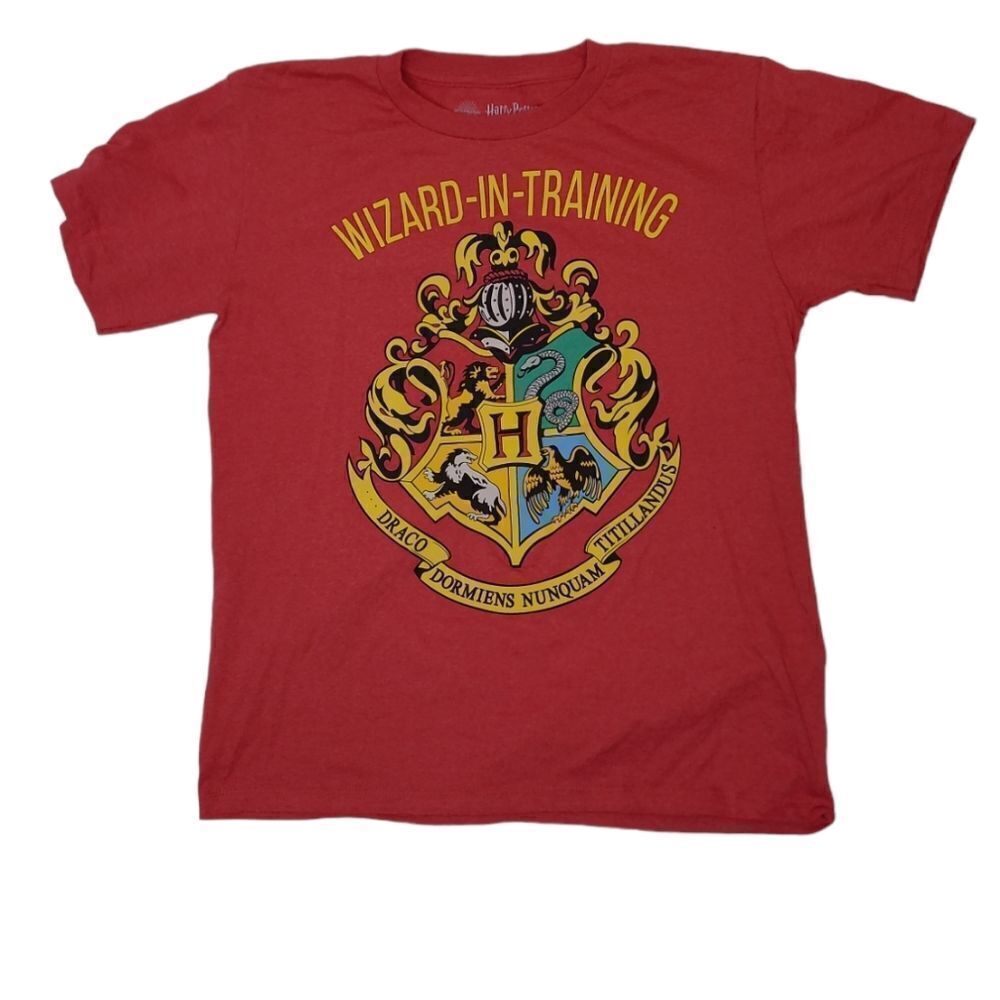 HARRY POTTER Wizarding World red wizard in training Hogwarts short sleeve tee L